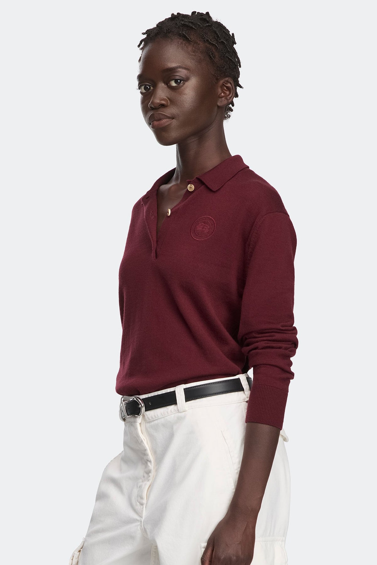 Melrose 针织长袖 Polo 衫