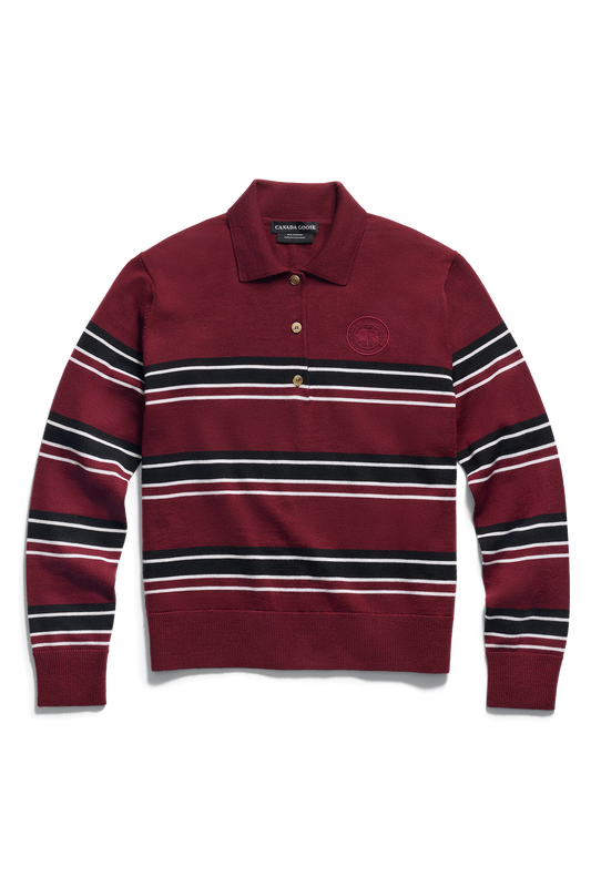 Melrose 条纹针织长袖 Polo 衫