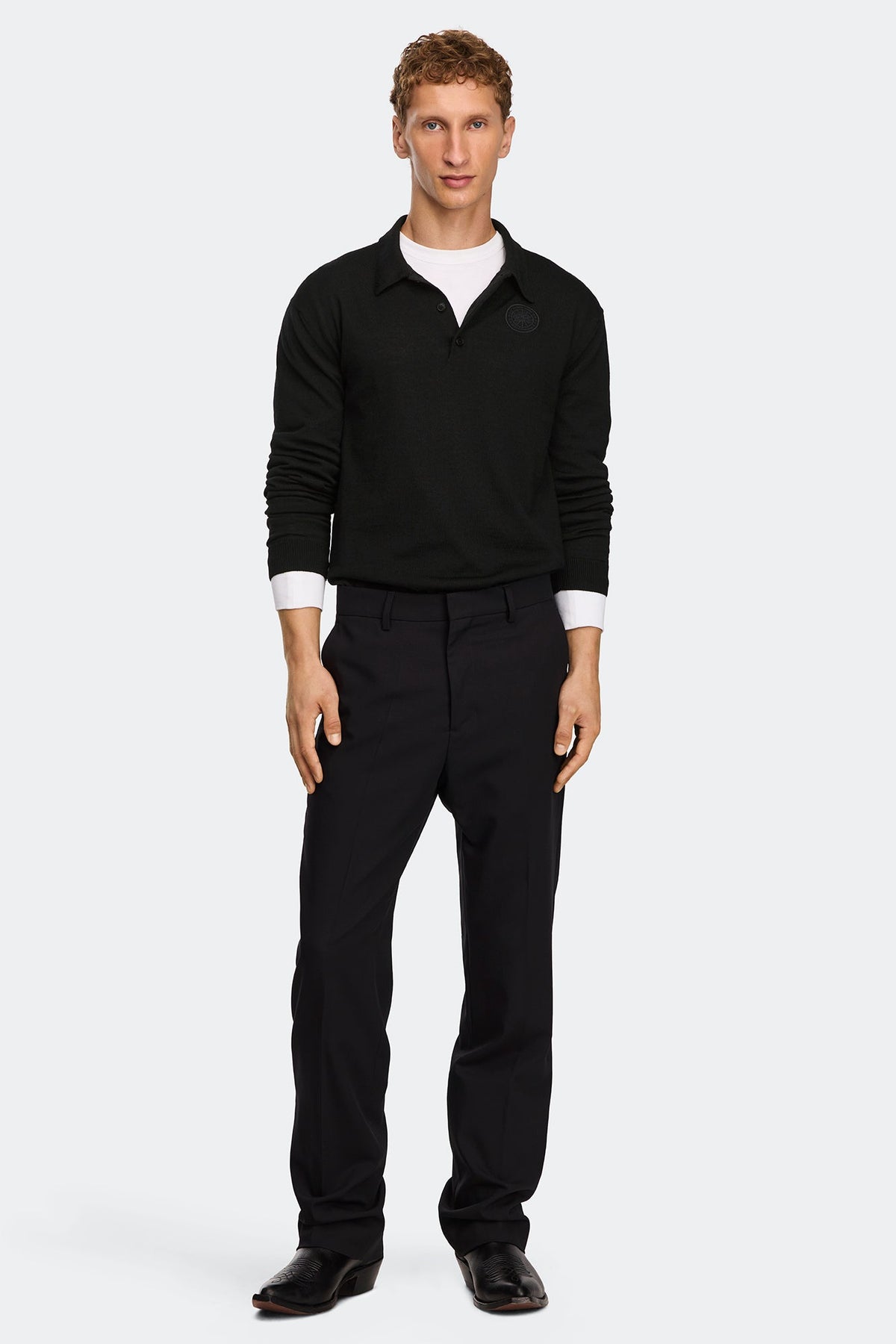 Petitot 针织长袖 Polo 衫