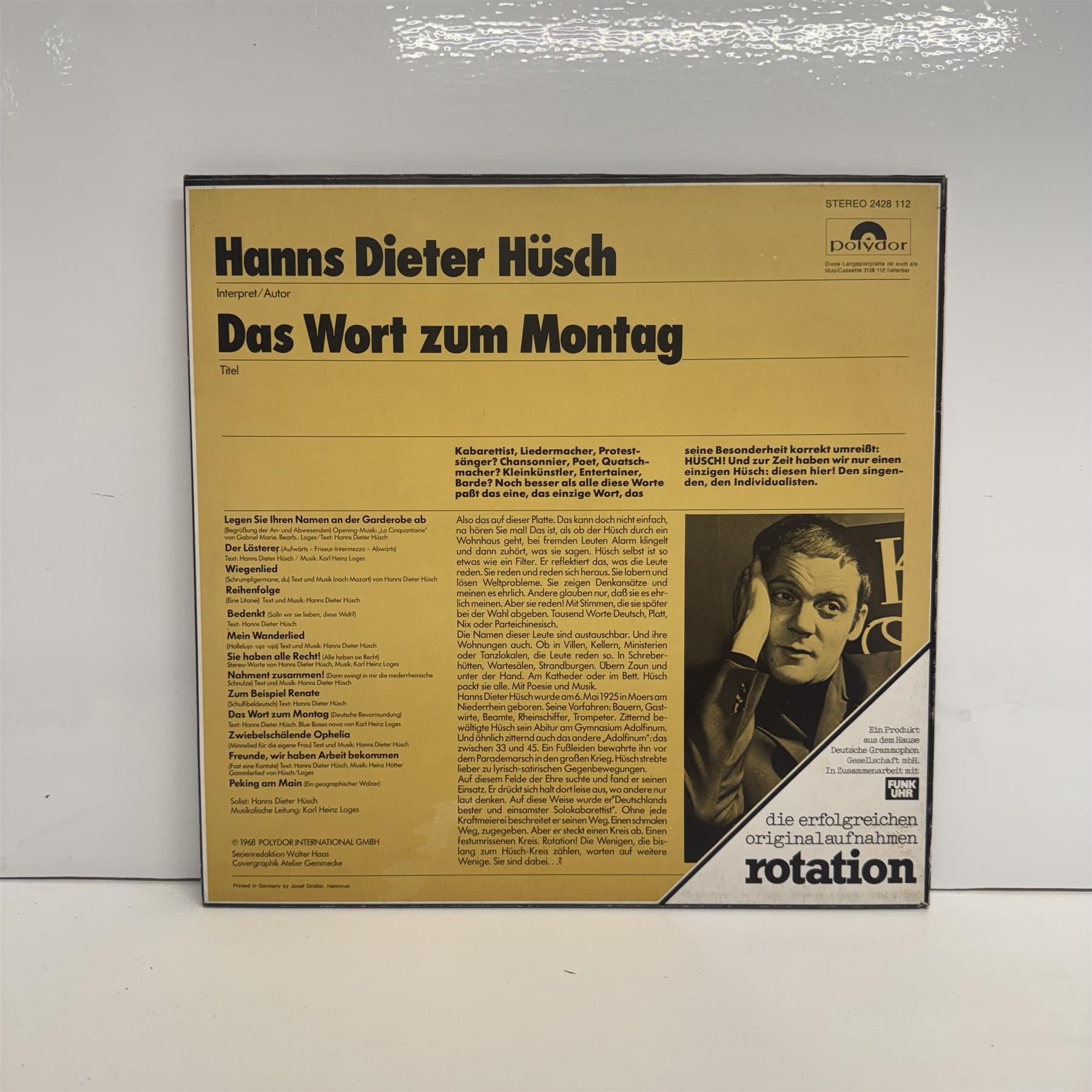 Hanns Dieter Hüsch - Das Wort Zum Montag Vinyl LP