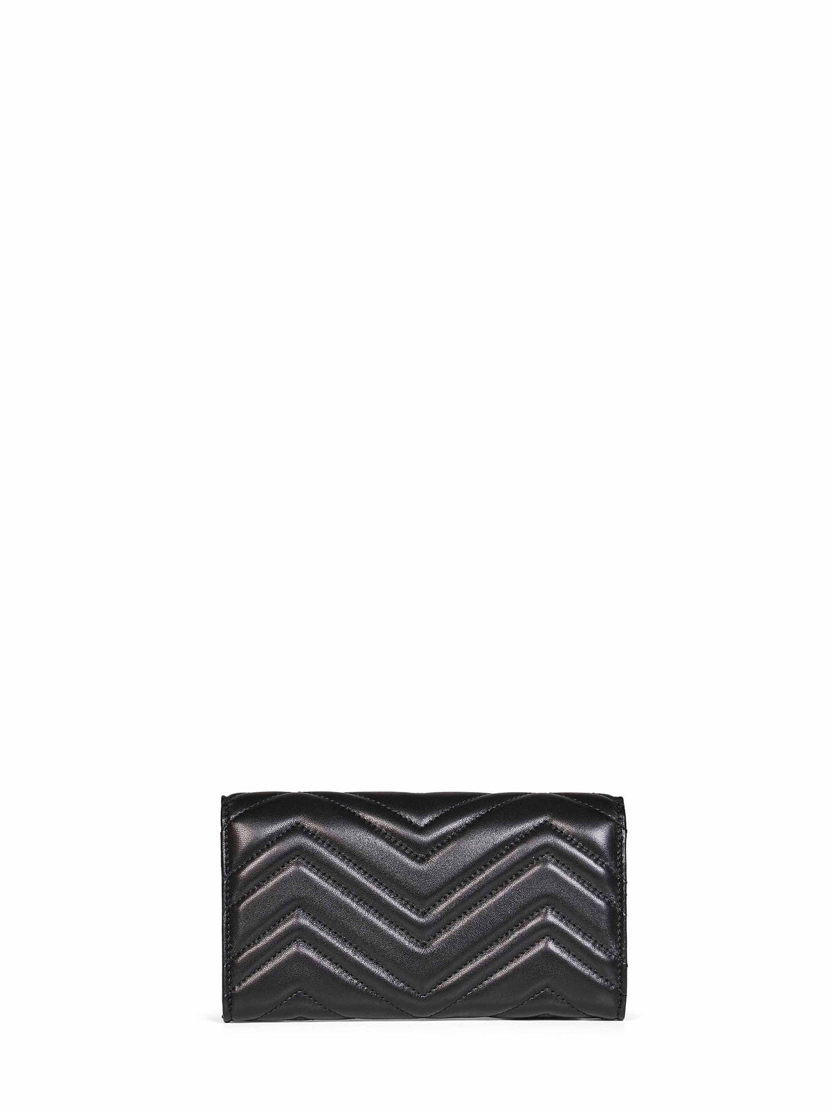 Gucci Women Black Leather Gg Marmont Continental Wallet<Br/>