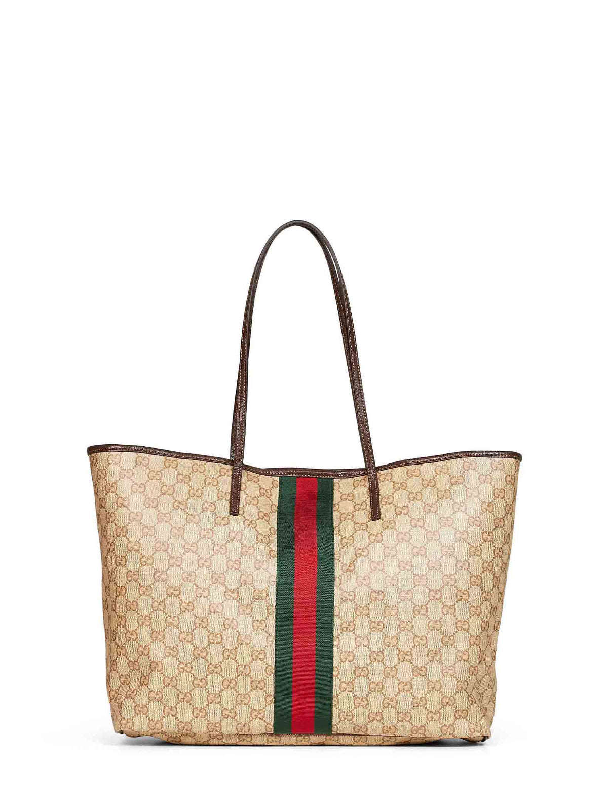 Gucci Women Sand And Dark Brown Gucci Tribeca Large Shopping Bag