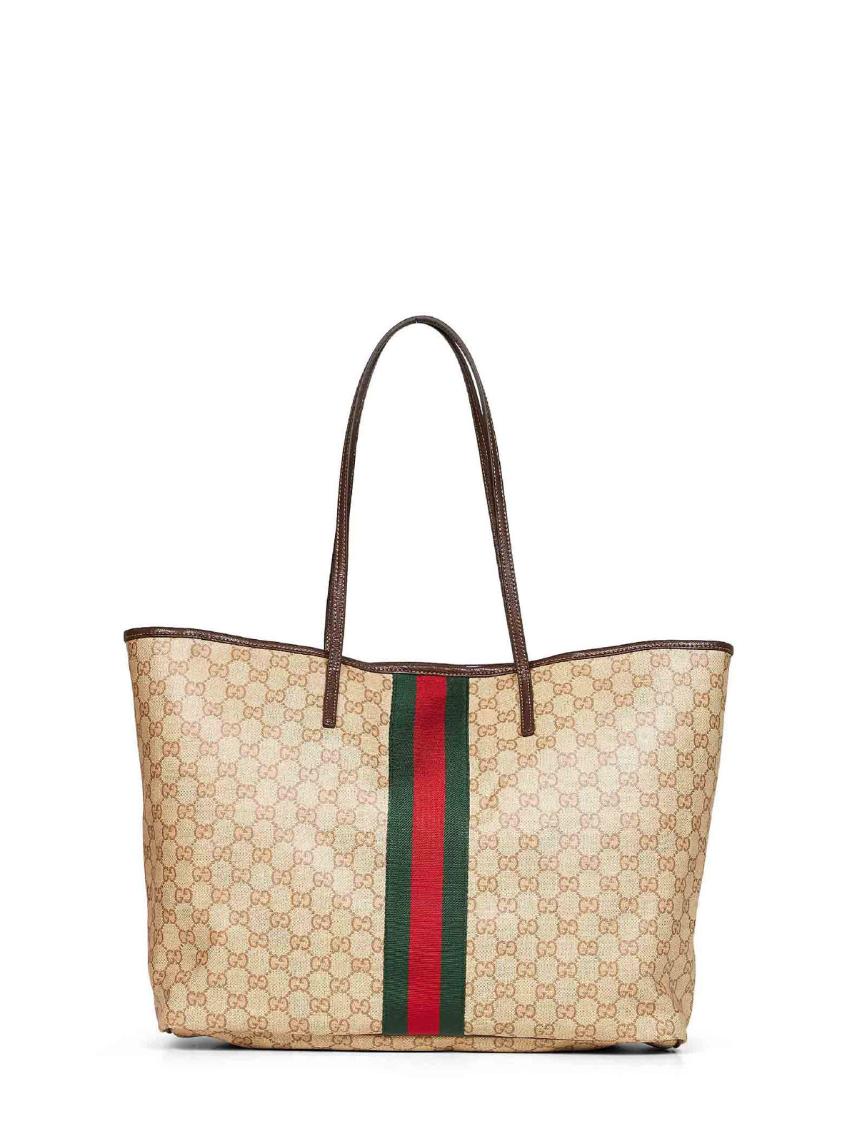 Gucci Women Sand And Dark Brown Gucci Tribeca Large Shopping Bag