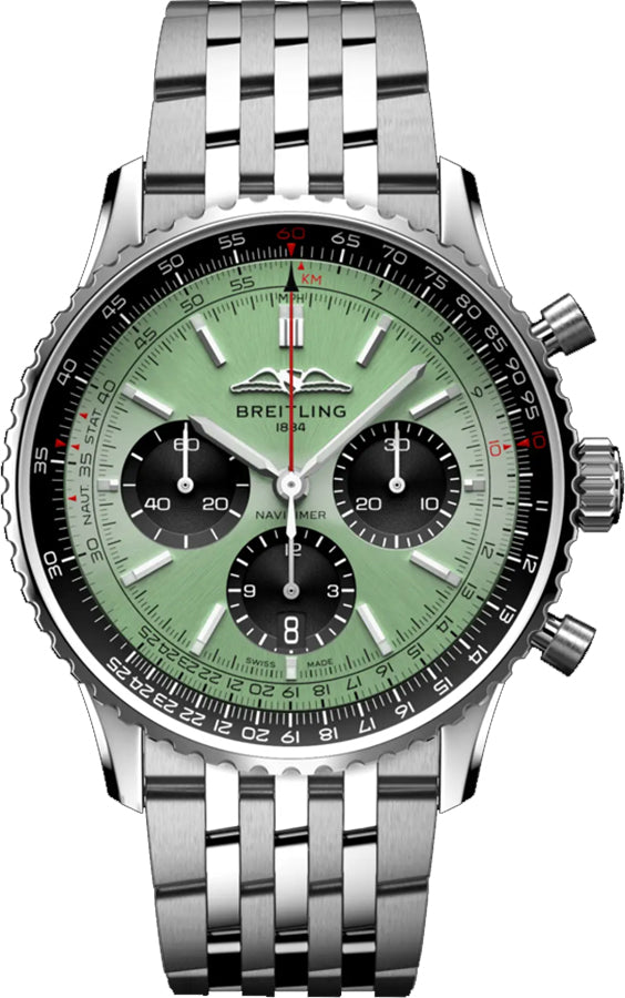 Breitling Navitimer B01 Chronograph 43 Green Dial Men's Watch AB0138241L1A1