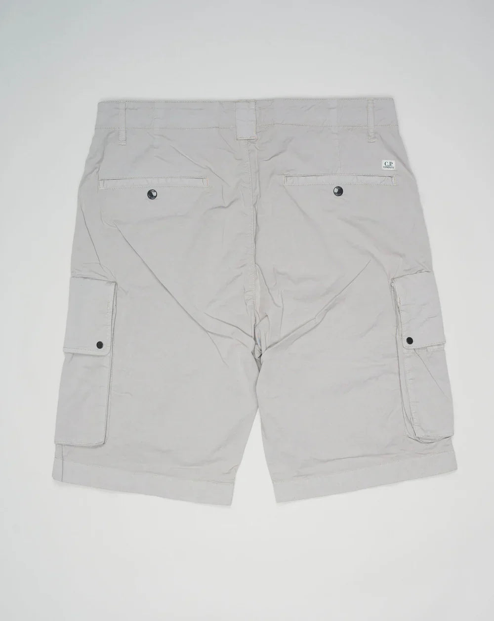 Cp Company Lens Twill Stretch Cargo Shorts in Drizzle Grey