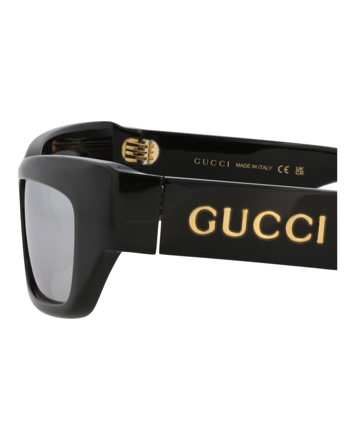 Gucci Mens Cat Eye Black Black Silver Fashion Designer Eyewear
