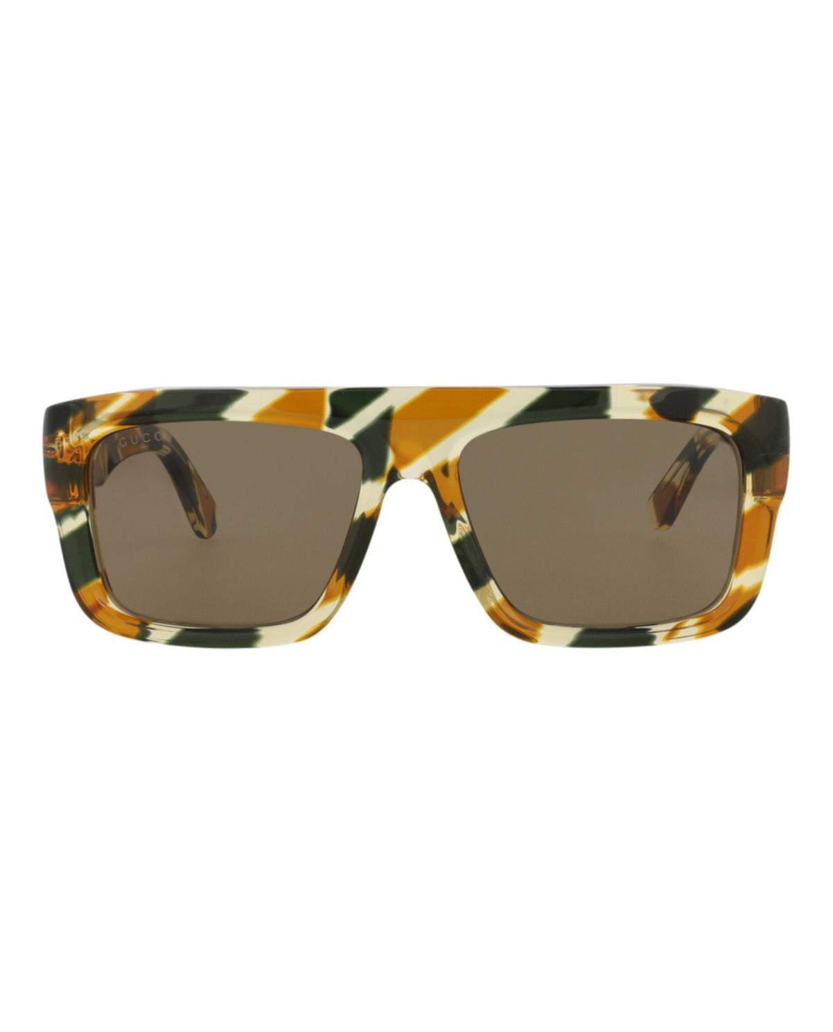 Gucci Mens Square/Rectangle Havana Havana Brown Fashion Designer Eyewear