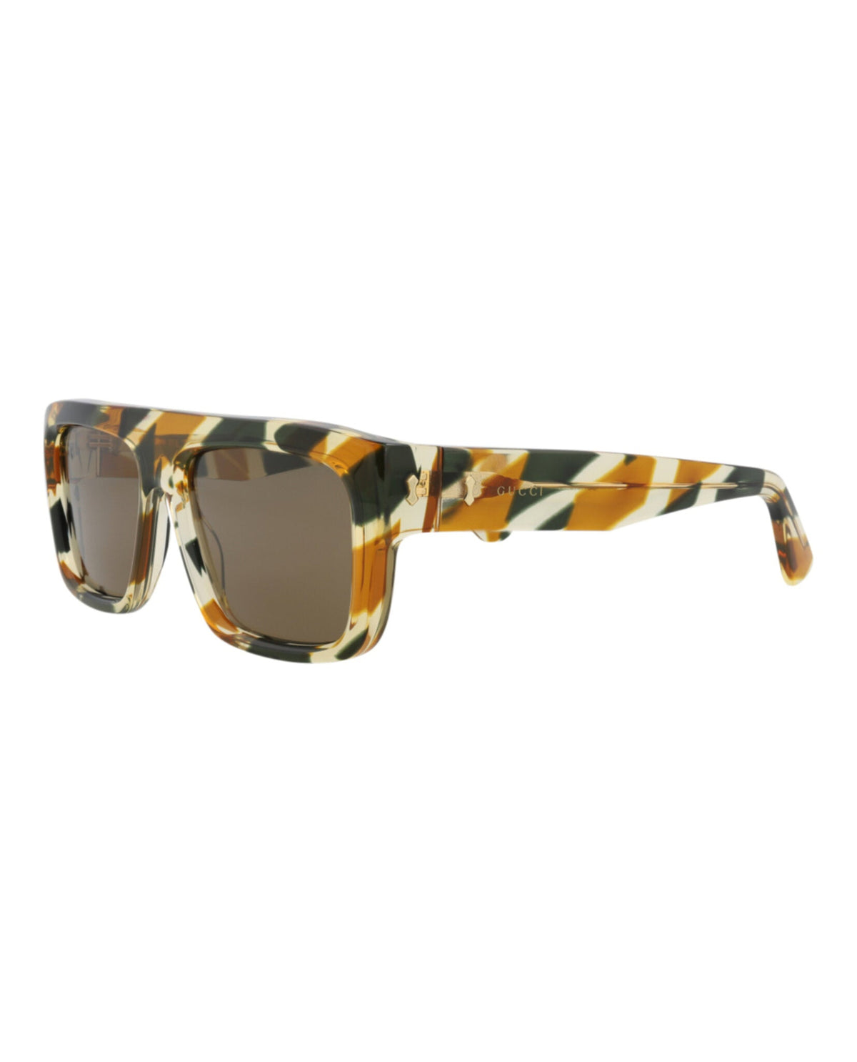 Gucci Mens Square/Rectangle Havana Havana Brown Fashion Designer Eyewear