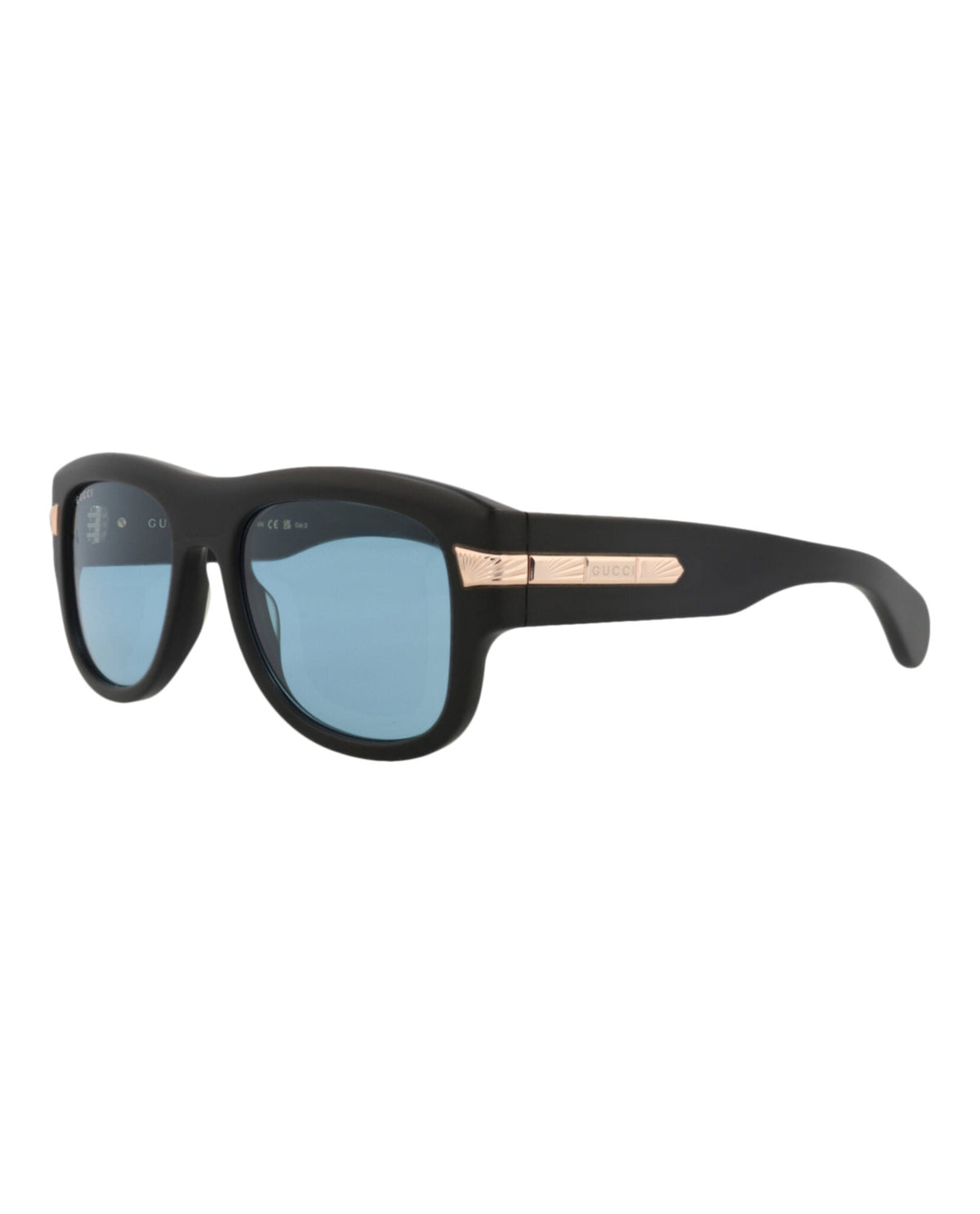 Gucci Mens Square/Rectangle Black Black Blue Fashion Designer Eyewear