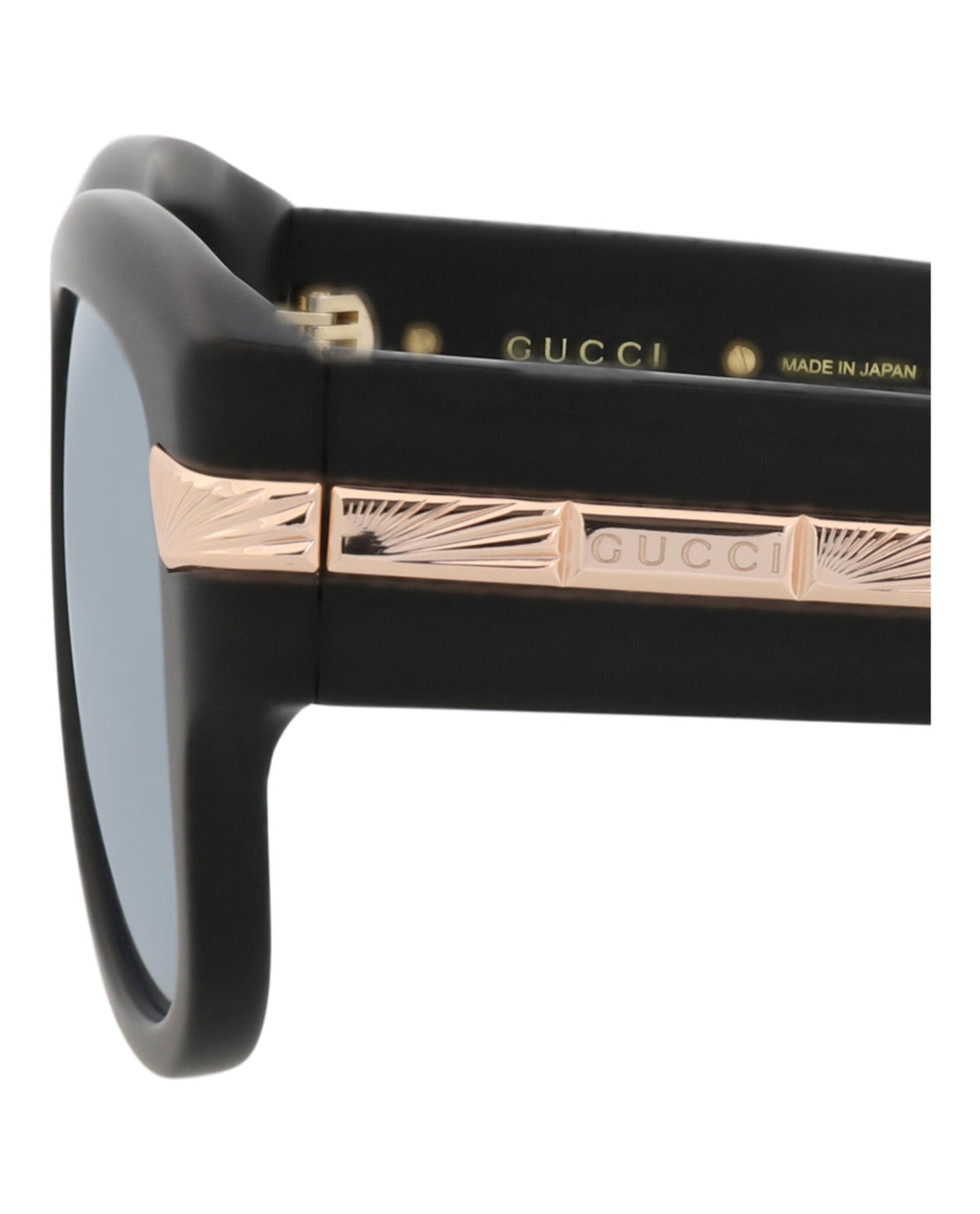 Gucci Mens Square/Rectangle Black Black Blue Fashion Designer Eyewear
