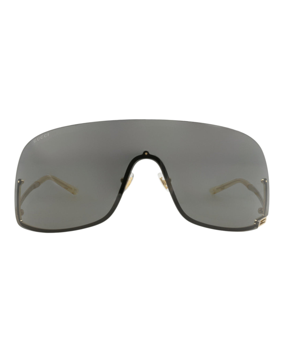 Gucci Unisex Shield/Wrap Gold Gold Grey Fashion Designer Eyewear