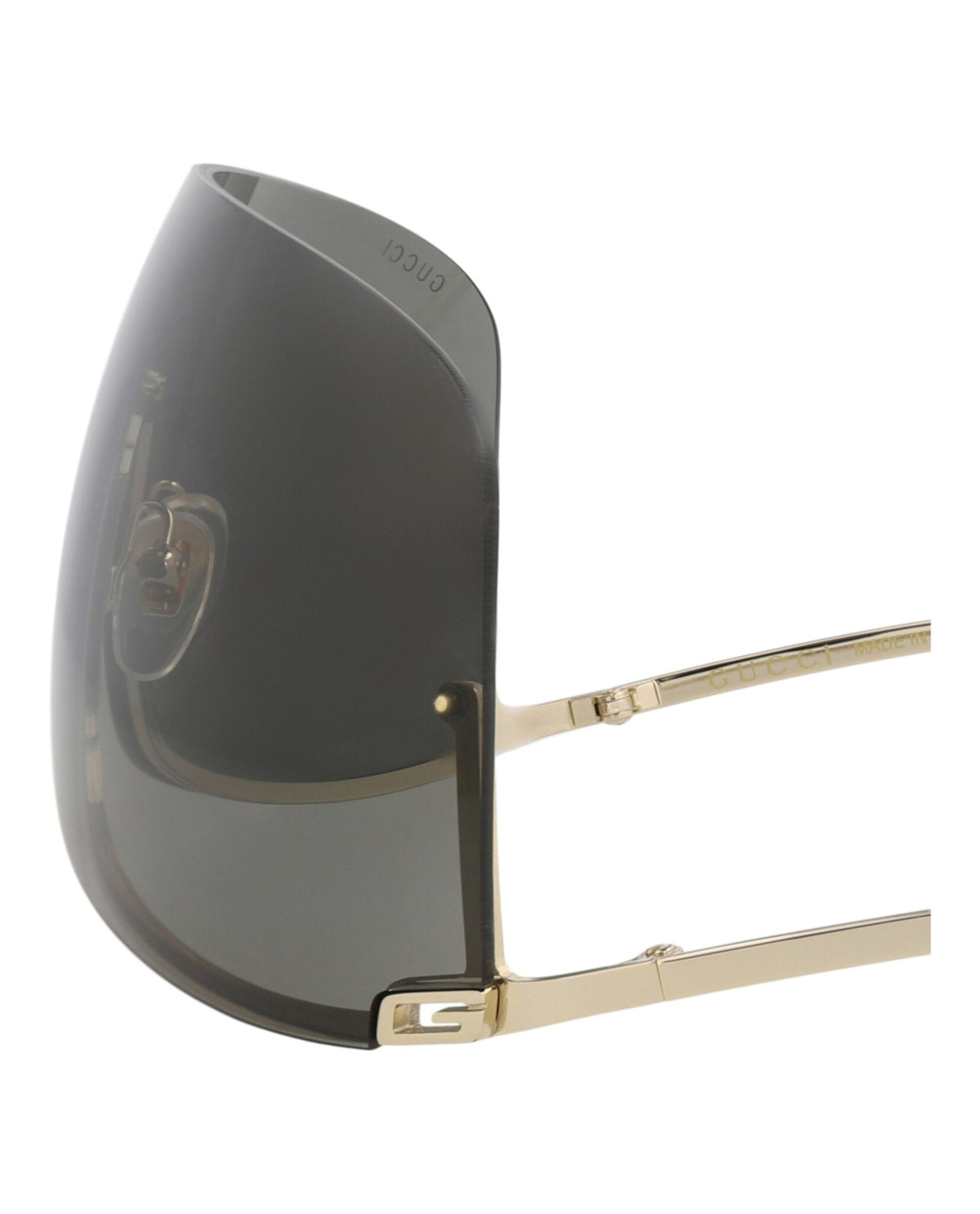 Gucci Unisex Shield/Wrap Gold Gold Grey Fashion Designer Eyewear