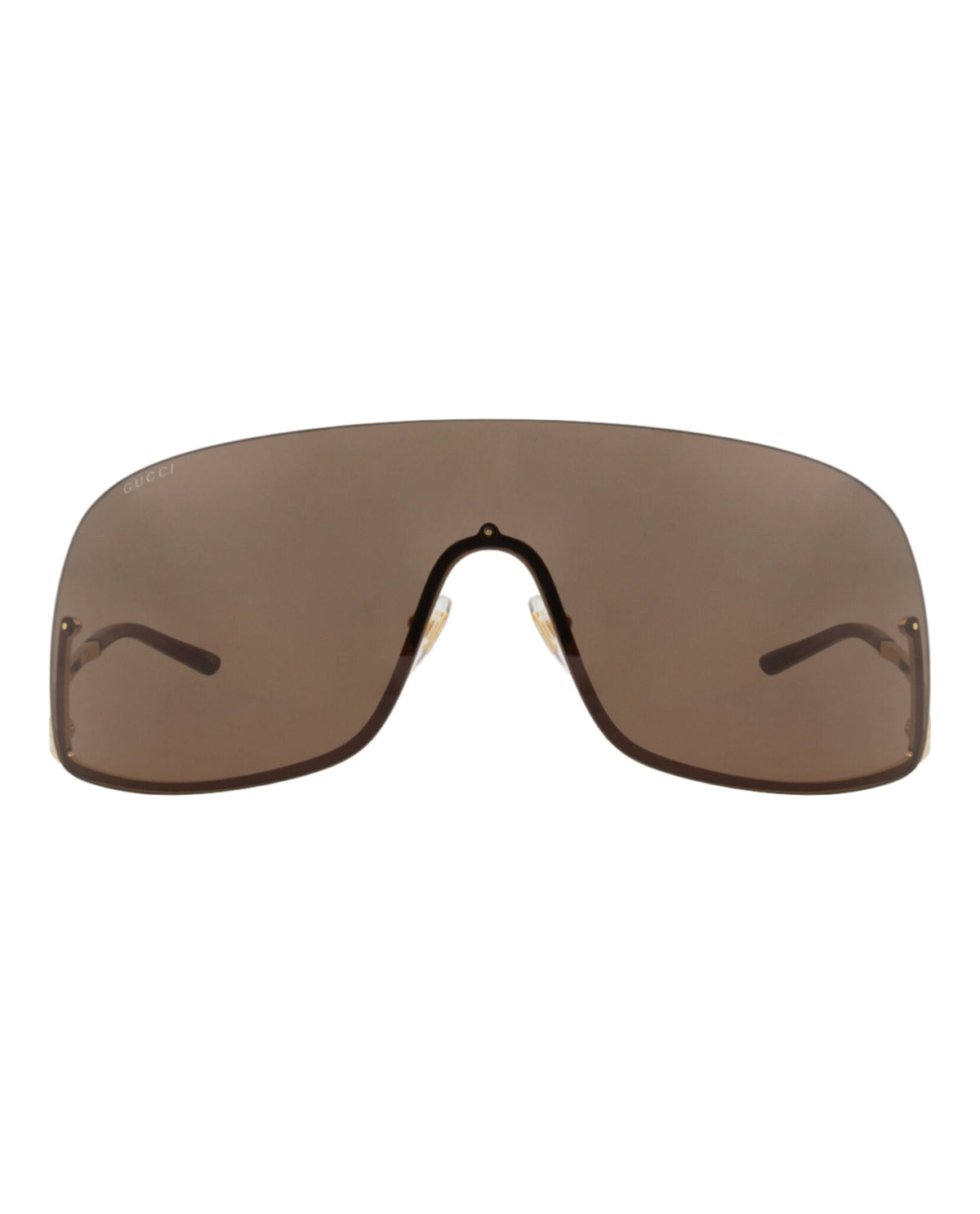 Gucci Unisex Shield/Wrap Gold Gold Brown Fashion Designer Eyewear