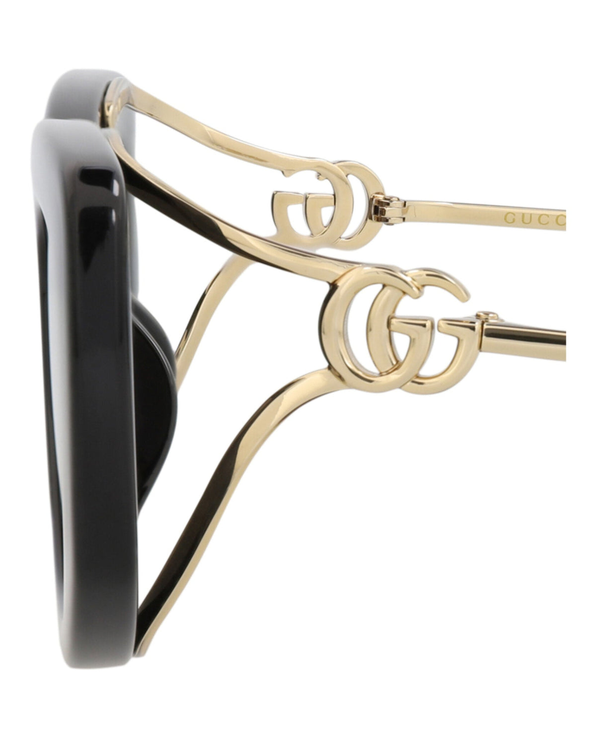 Gucci Womens Square/Rectangle Black Gold Grey Fashion Designer Eyewear