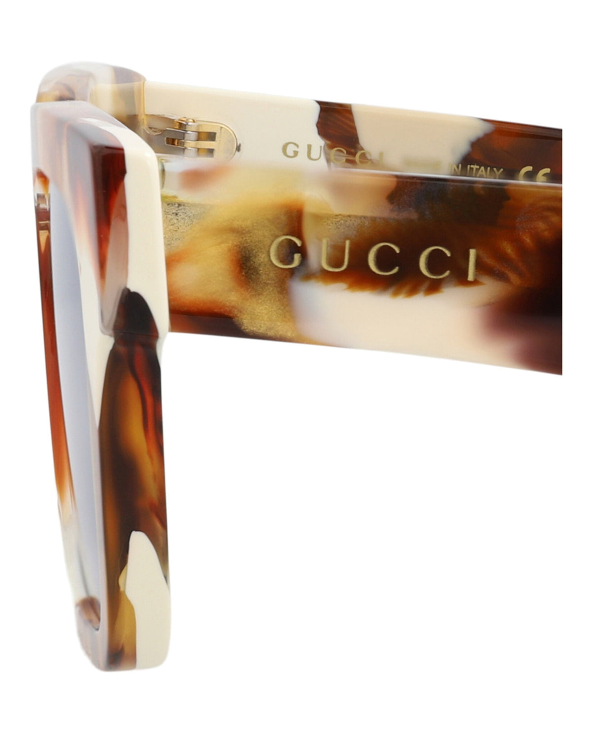 Gucci Mens Square/Rectangle Havana Havana Blue Fashion Designer Eyewear