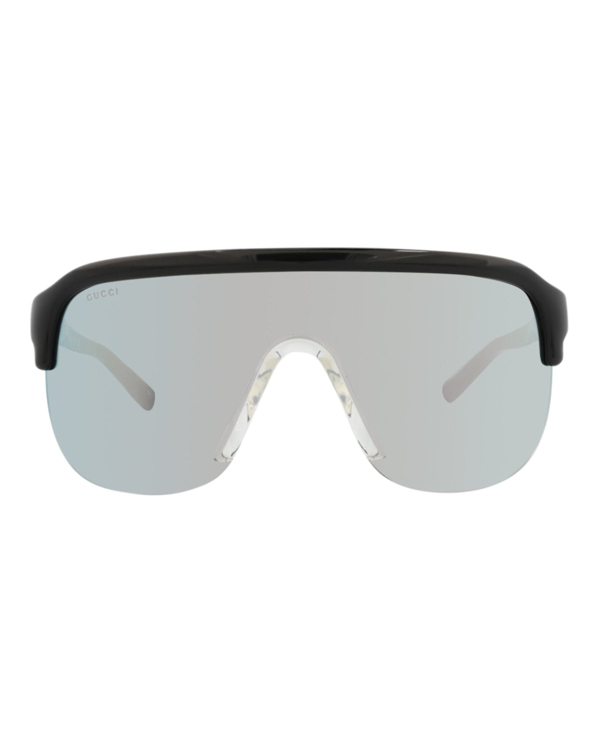 Gucci Mens Shield/Wrap Black Black Silver Fashion Designer Eyewear
