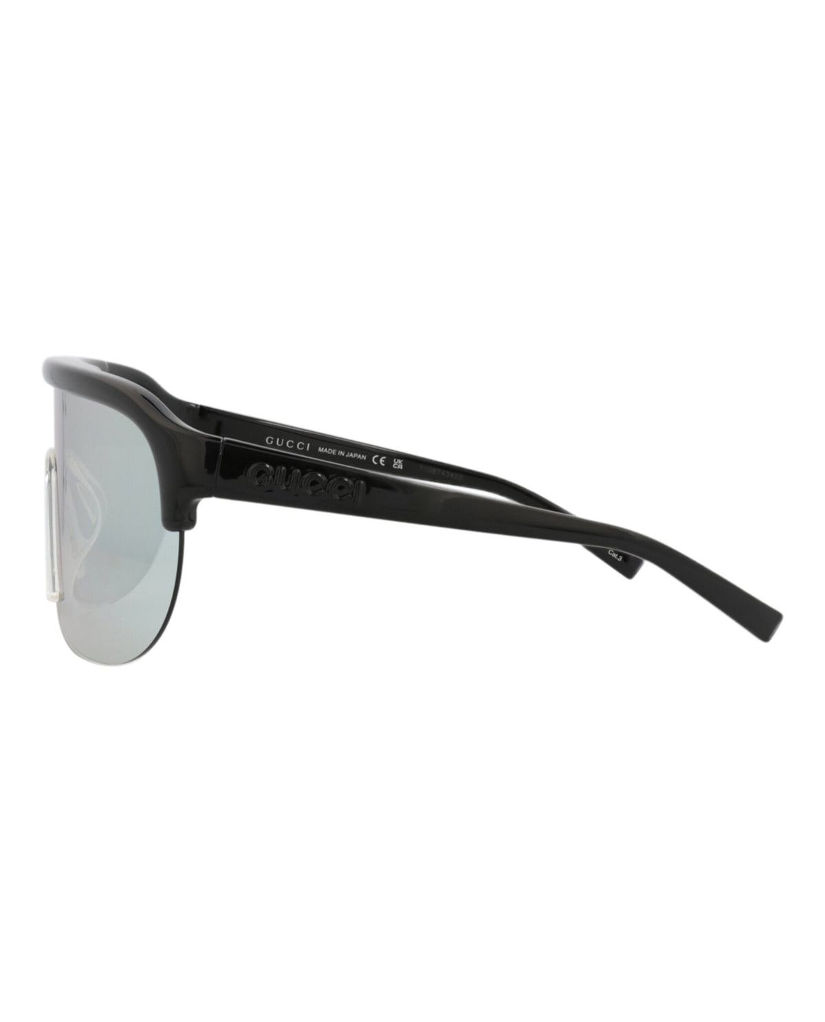 Gucci Mens Shield/Wrap Black Black Silver Fashion Designer Eyewear