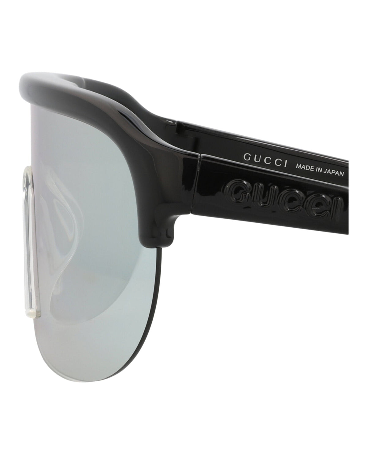 Gucci Mens Shield/Wrap Black Black Silver Fashion Designer Eyewear
