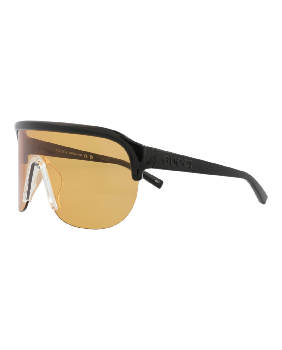 Gucci Mens Shield/Wrap Black Black Orange Fashion Designer Eyewear