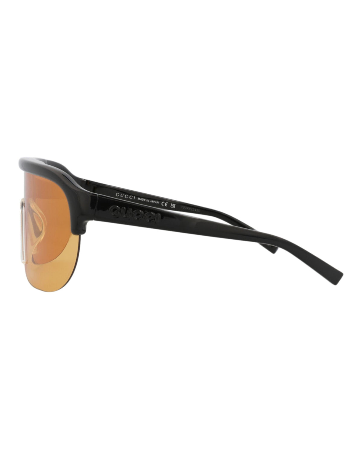 Gucci Mens Shield/Wrap Black Black Orange Fashion Designer Eyewear