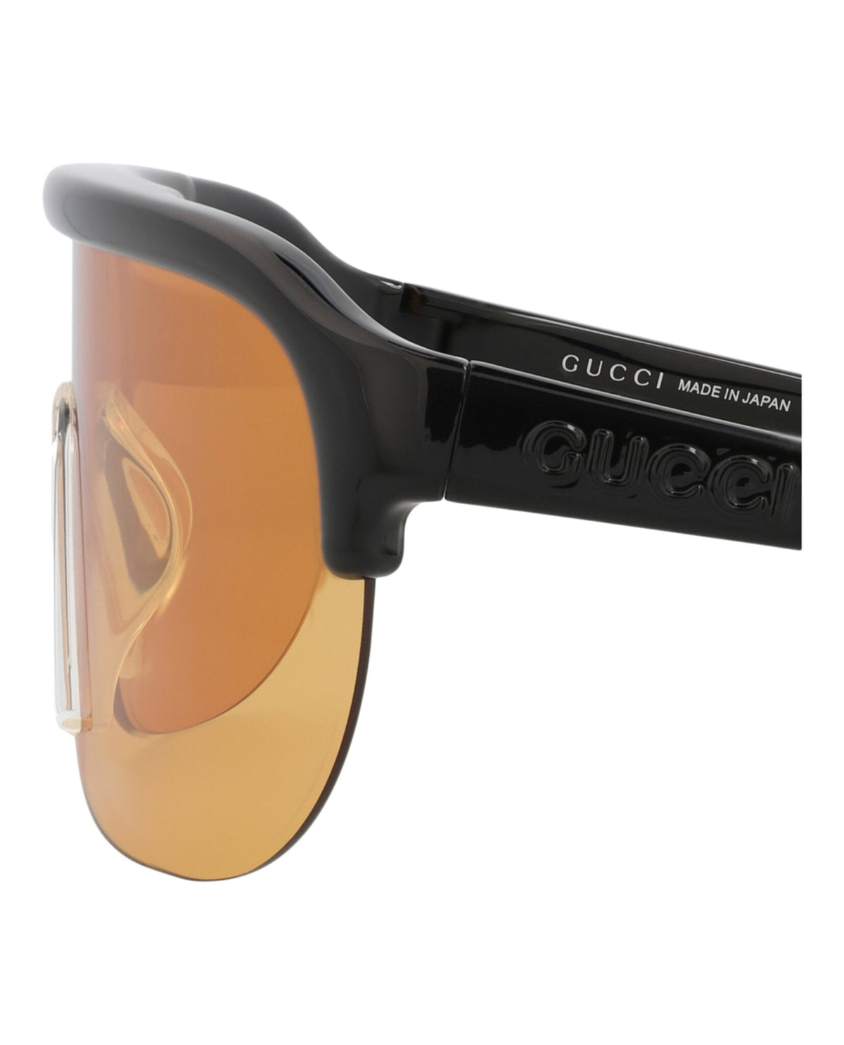 Gucci Mens Shield/Wrap Black Black Orange Fashion Designer Eyewear