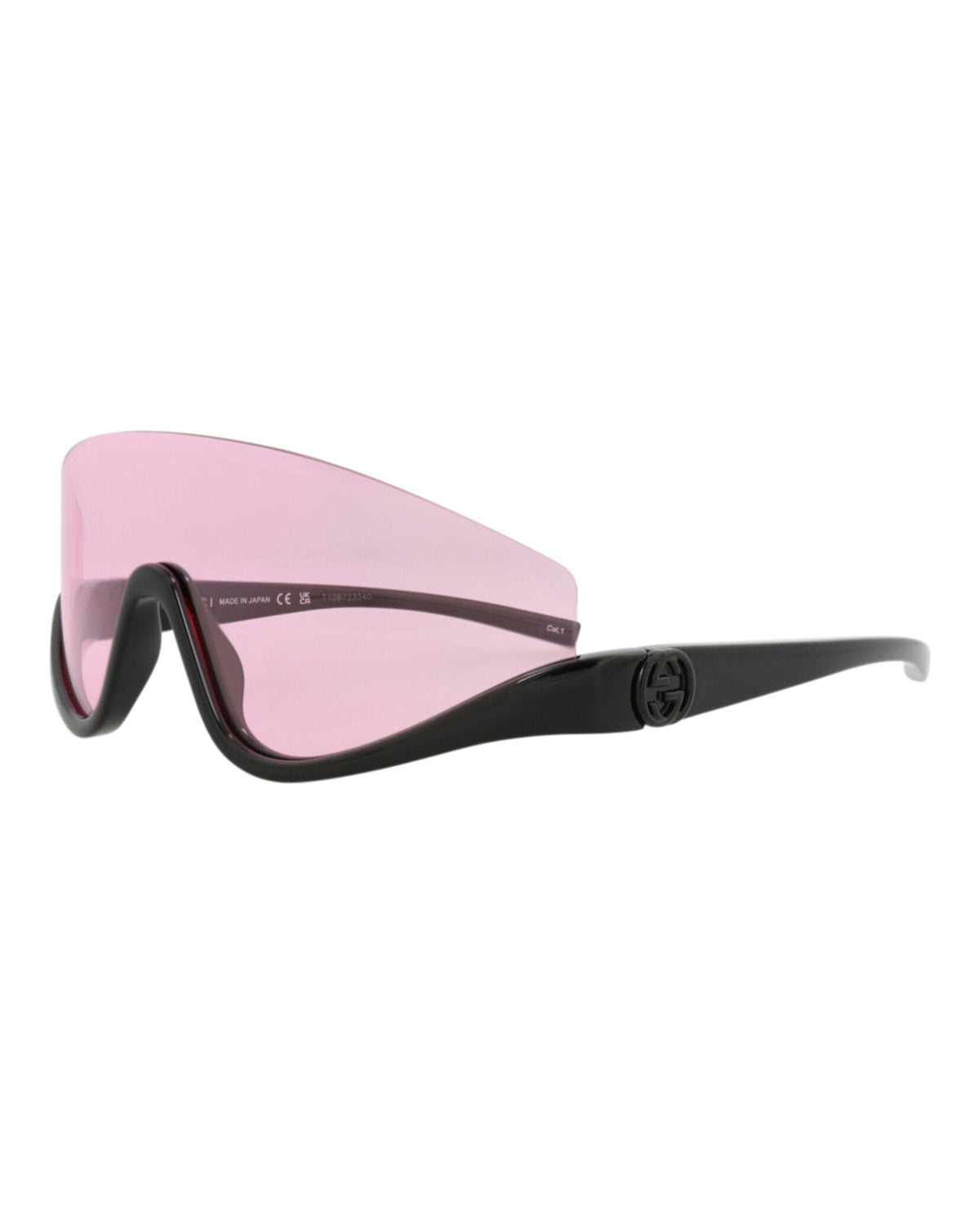Gucci Womens Shield/Wrap Black Black Pink Fashion Designer Eyewear