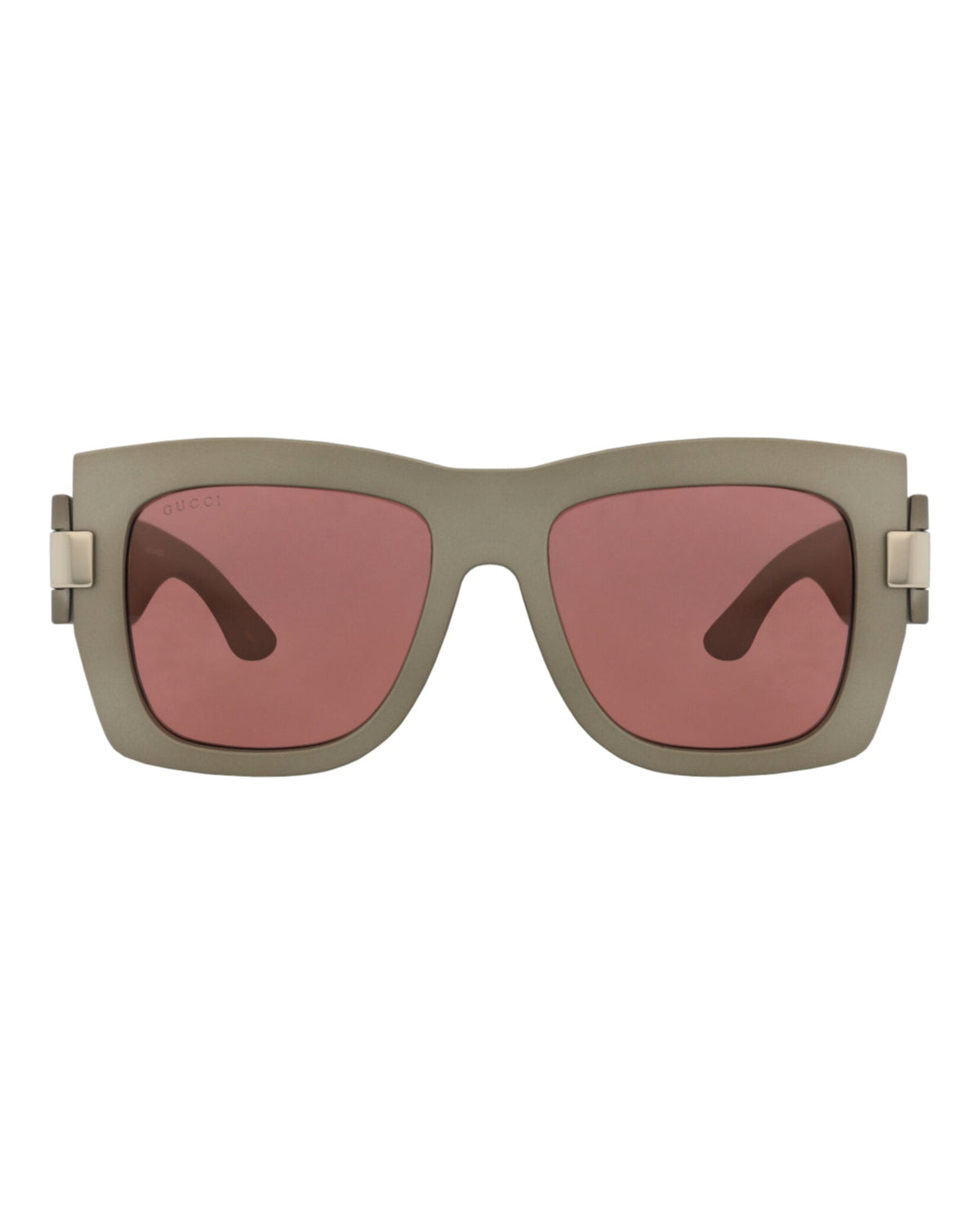 Gucci Womens Square/Rectangle Grey Grey Red Fashion Designer Eyewear