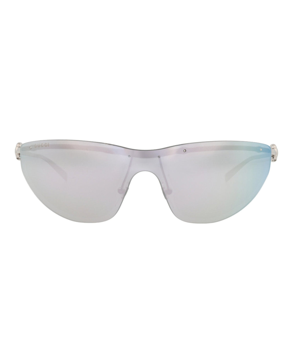 Gucci Womens Shield/Wrap Silver Silver Silver Fashion Designer Eyewear