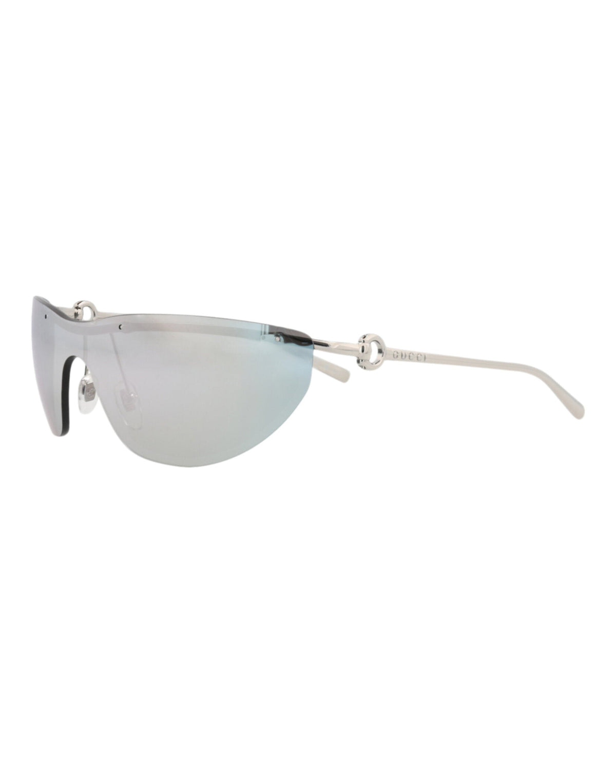 Gucci Womens Shield/Wrap Silver Silver Silver Fashion Designer Eyewear