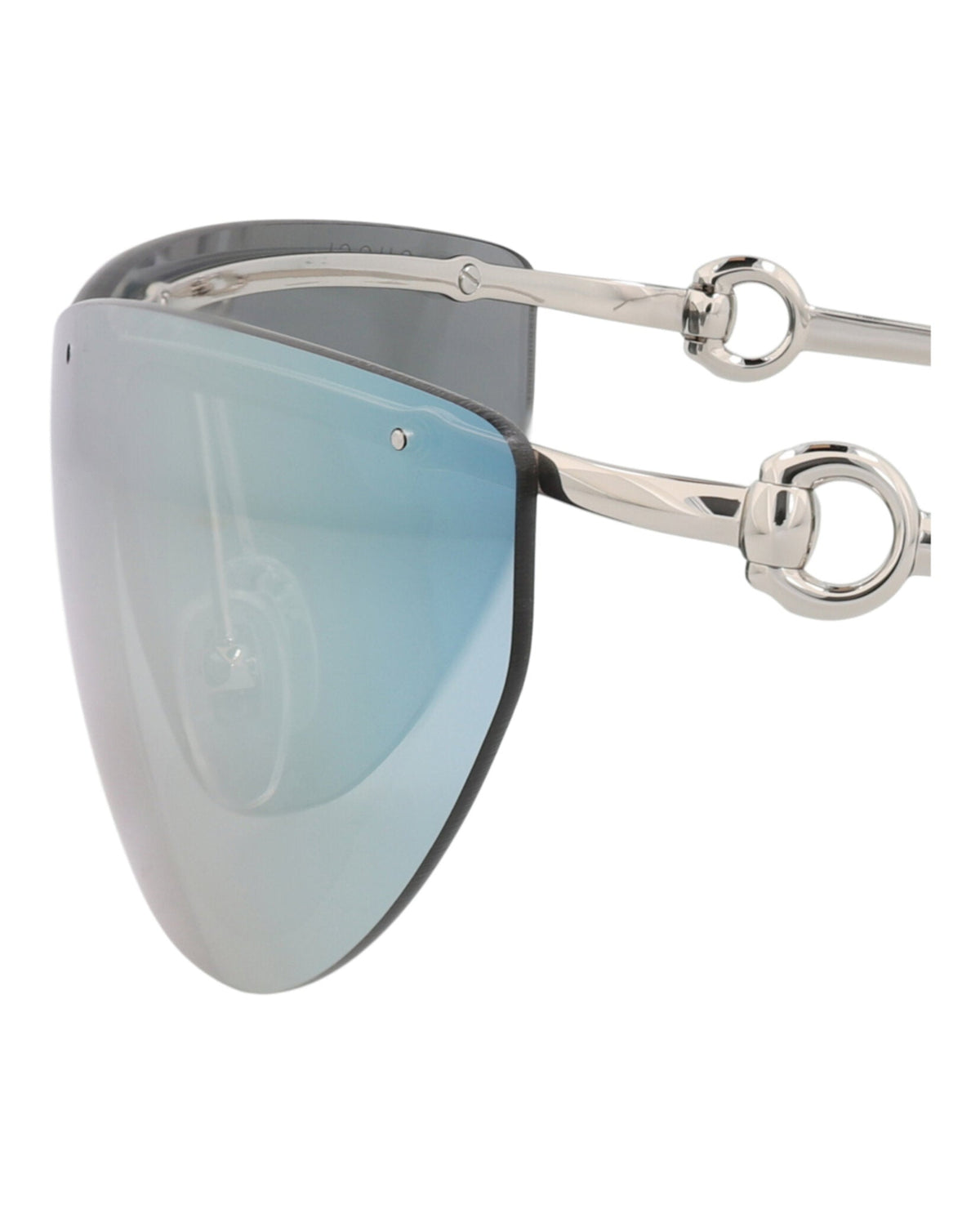 Gucci Womens Shield/Wrap Silver Silver Silver Fashion Designer Eyewear