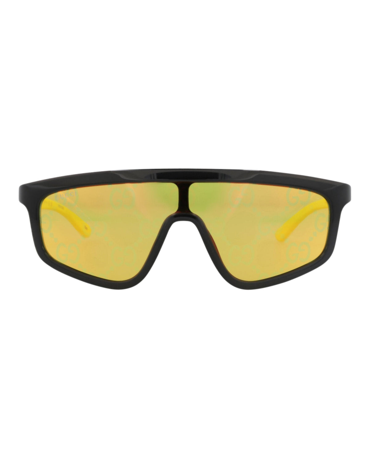 Gucci Unisex Shield/Wrap Black Yellow Yellow Fashion Designer Eyewear