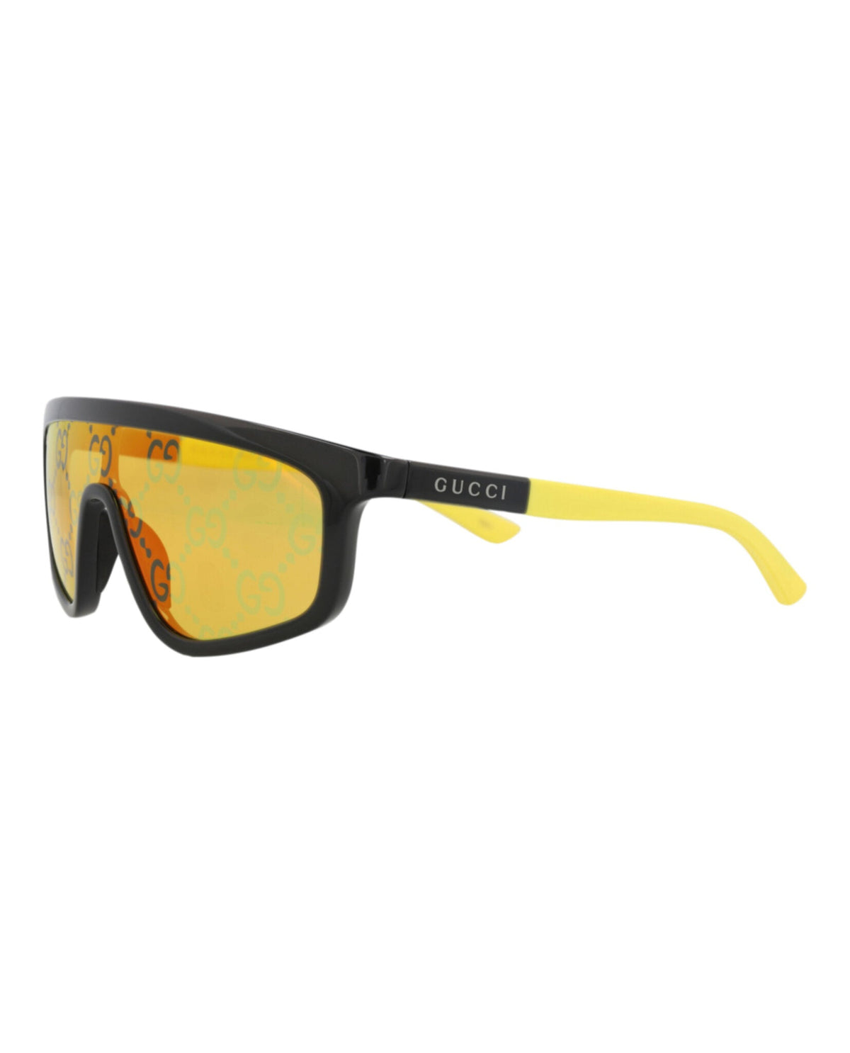 Gucci Unisex Shield/Wrap Black Yellow Yellow Fashion Designer Eyewear