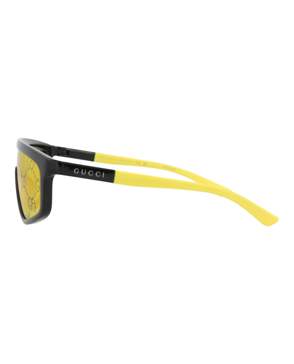 Gucci Unisex Shield/Wrap Black Yellow Yellow Fashion Designer Eyewear