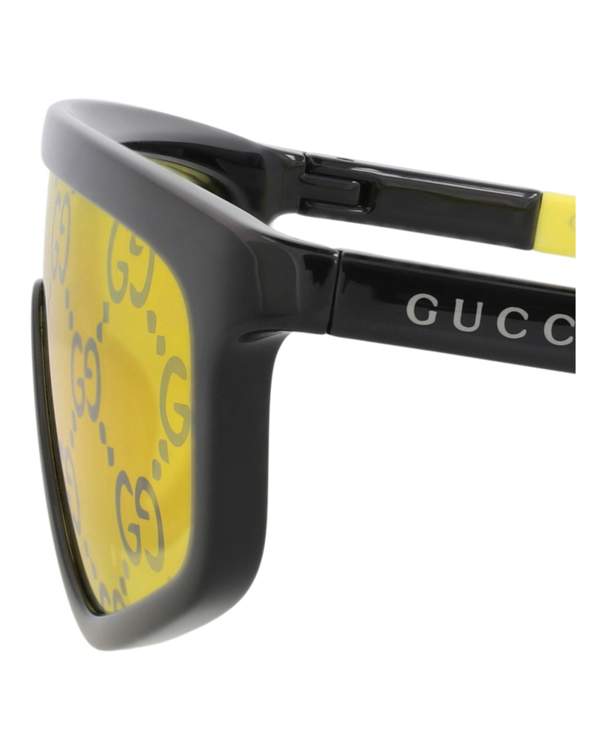 Gucci Unisex Shield/Wrap Black Yellow Yellow Fashion Designer Eyewear