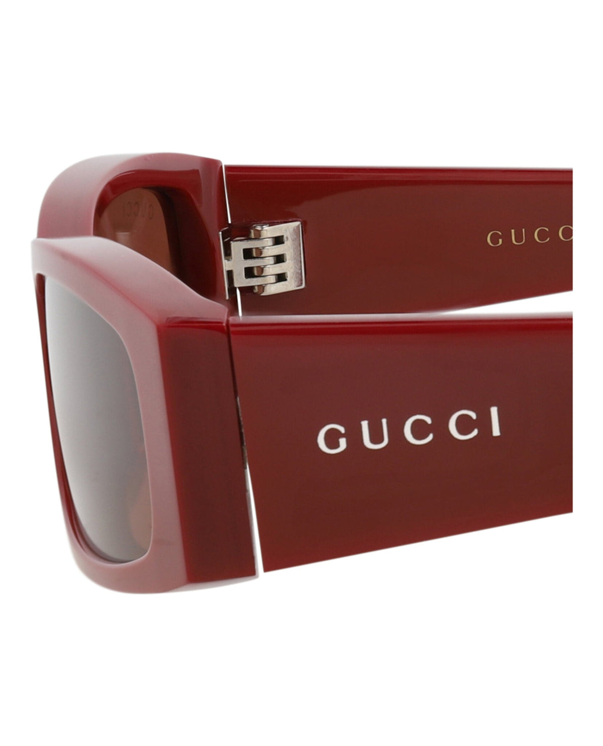 Gucci Mens Square/Rectangle Burgundy Burgundy Brown Fashion Designer Eyewear