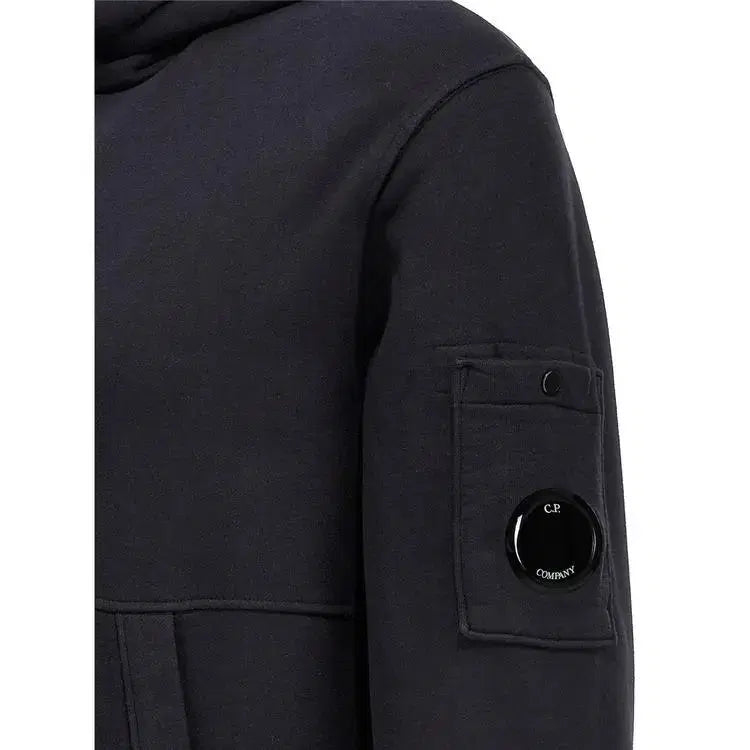 Cp Company Garment Dyed Overhead Lens Hoodie In Navy