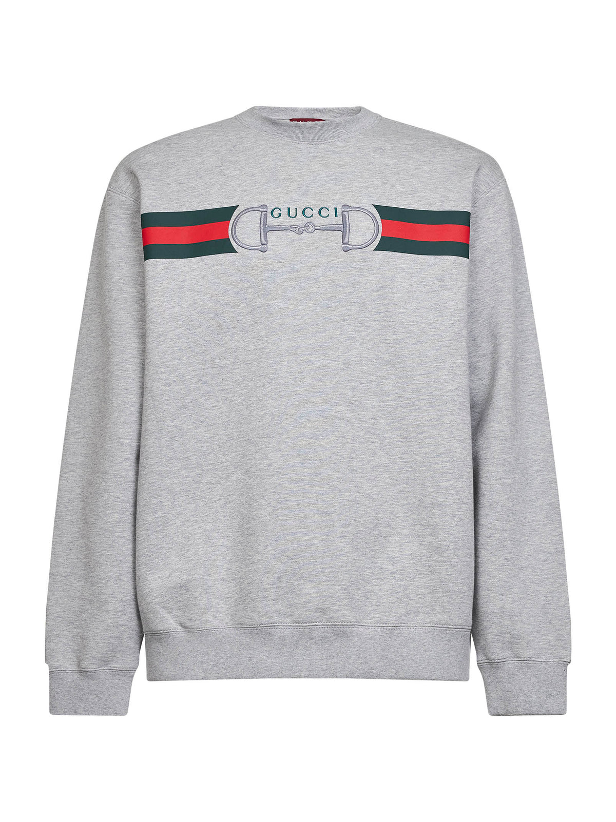 Gucci Men Melange Grey Cotton Printed Sweatshirt