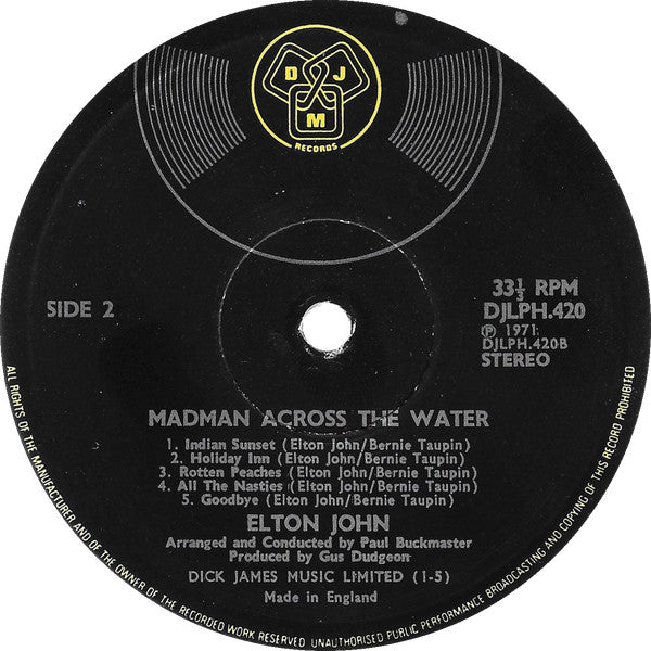 Elton John – Madman Across The Water - ORIGINAL VINYL LP