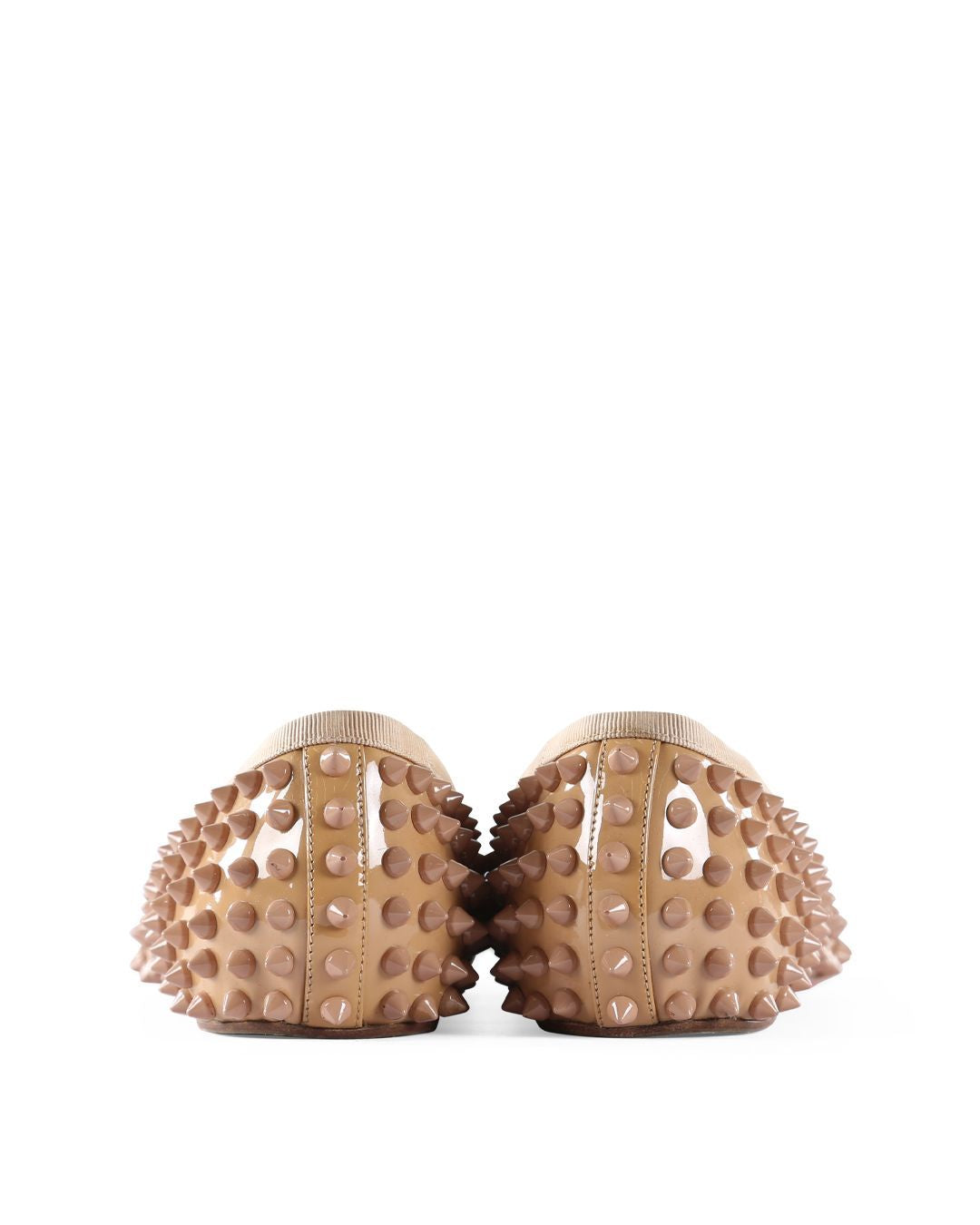 Christian Louboutin Beige Patent Leather Spikes Sonietta Ballet Flats