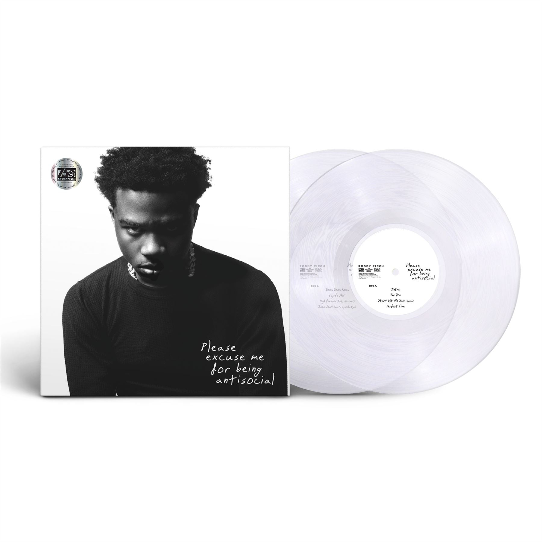 Roddy Ricch - Please Excuse Me For Being Antisocial Limited Edition 2x Crystal Clear Vinyl LP Reissue