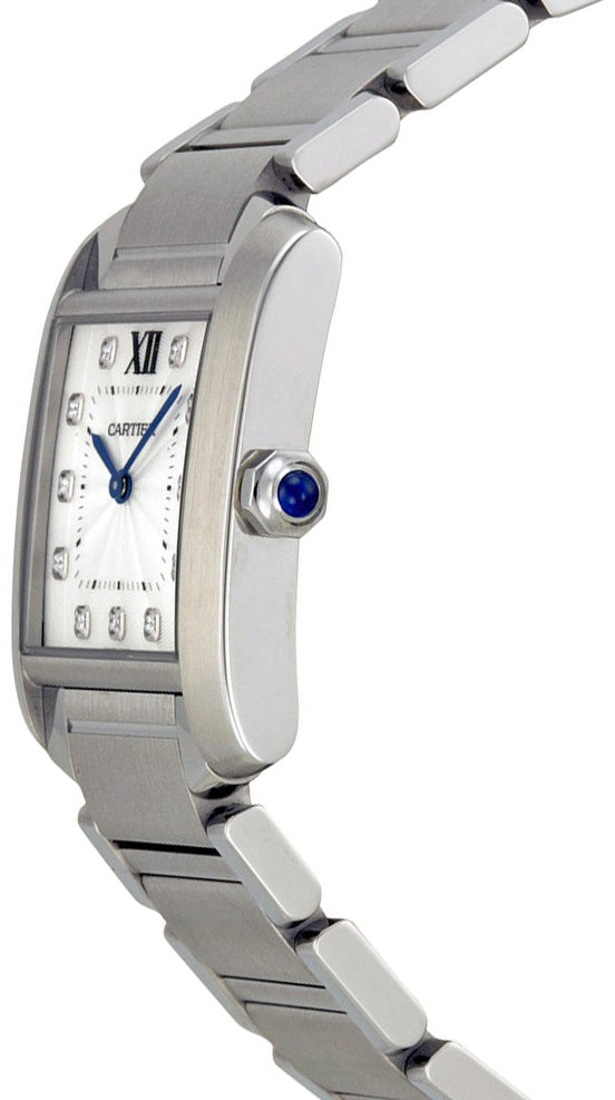Cartier Tank Francaise Silver & Diamond Dial Women's Watch WE110007