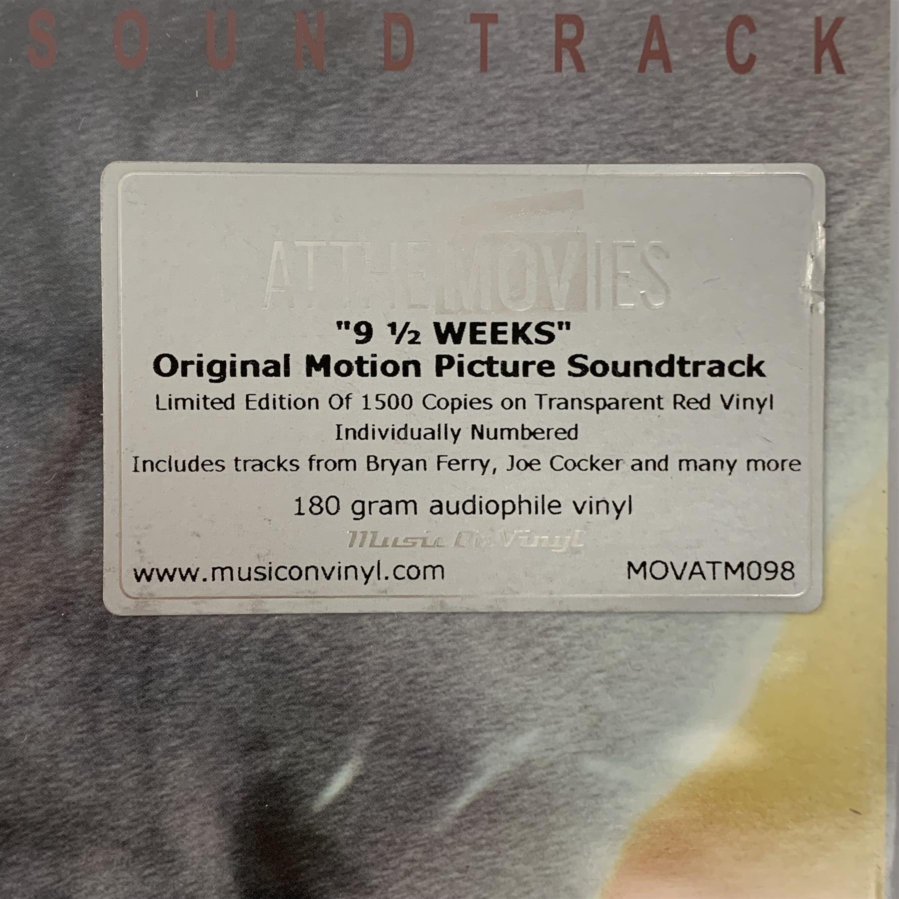 9 ½ Weeks (Original Motion Picture Soundtrack) - V/A Limited 180G Red Vinyl LP