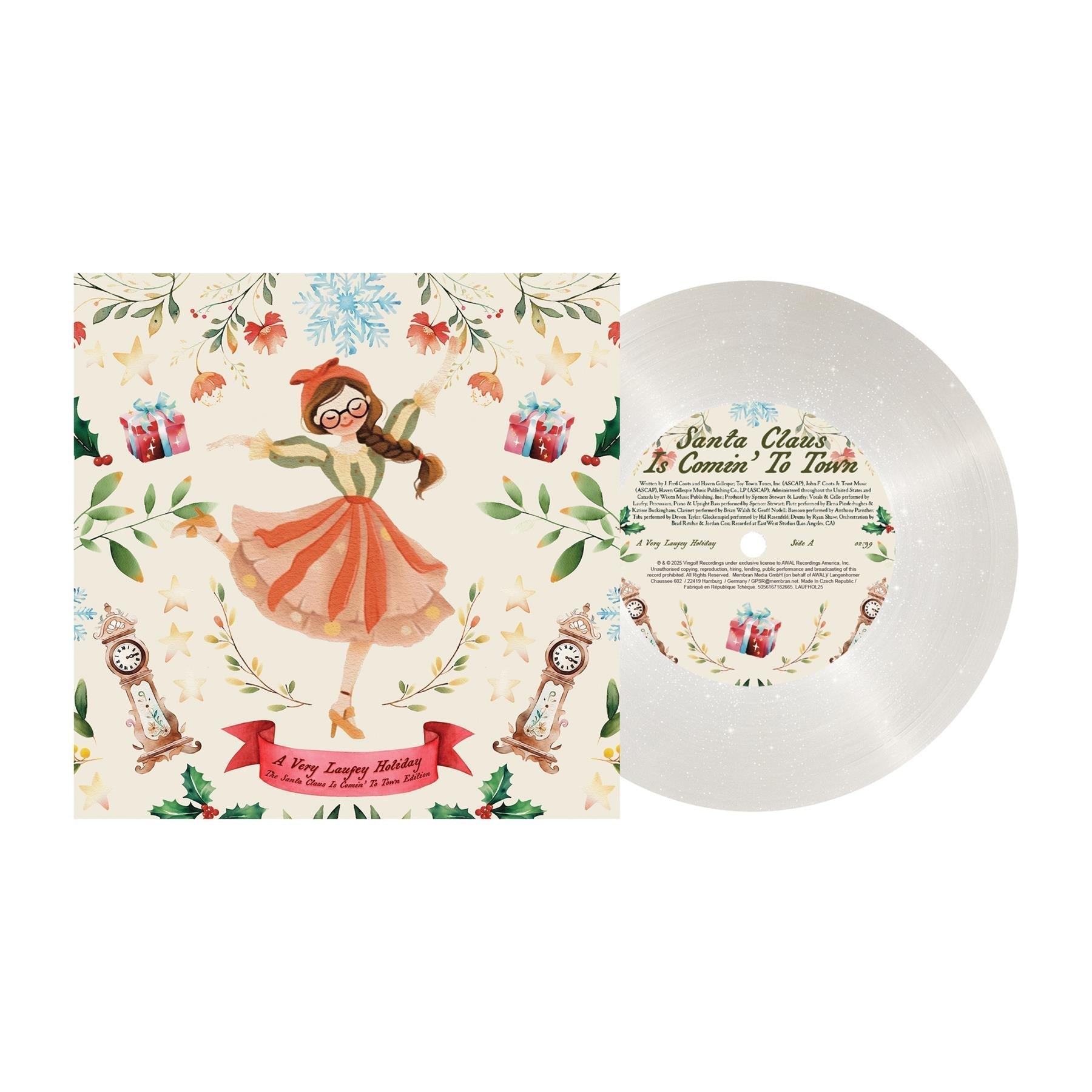 Laufey - A Very Laufey Holiday: The Santa Claus Is Cominâ€?To Town Edition 7" Snow Globe Glitter Vinyl Single