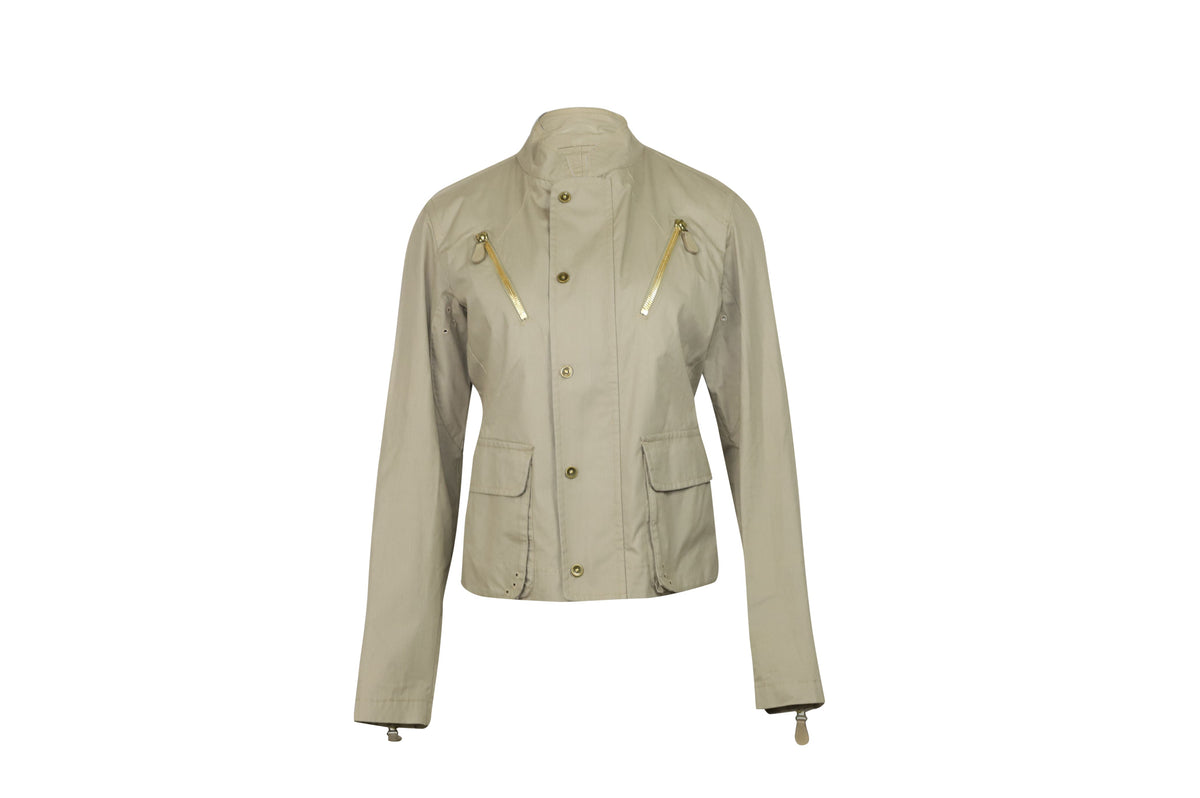 Bottega Veneta Mandarin Collar Jacket in Beige Cotton