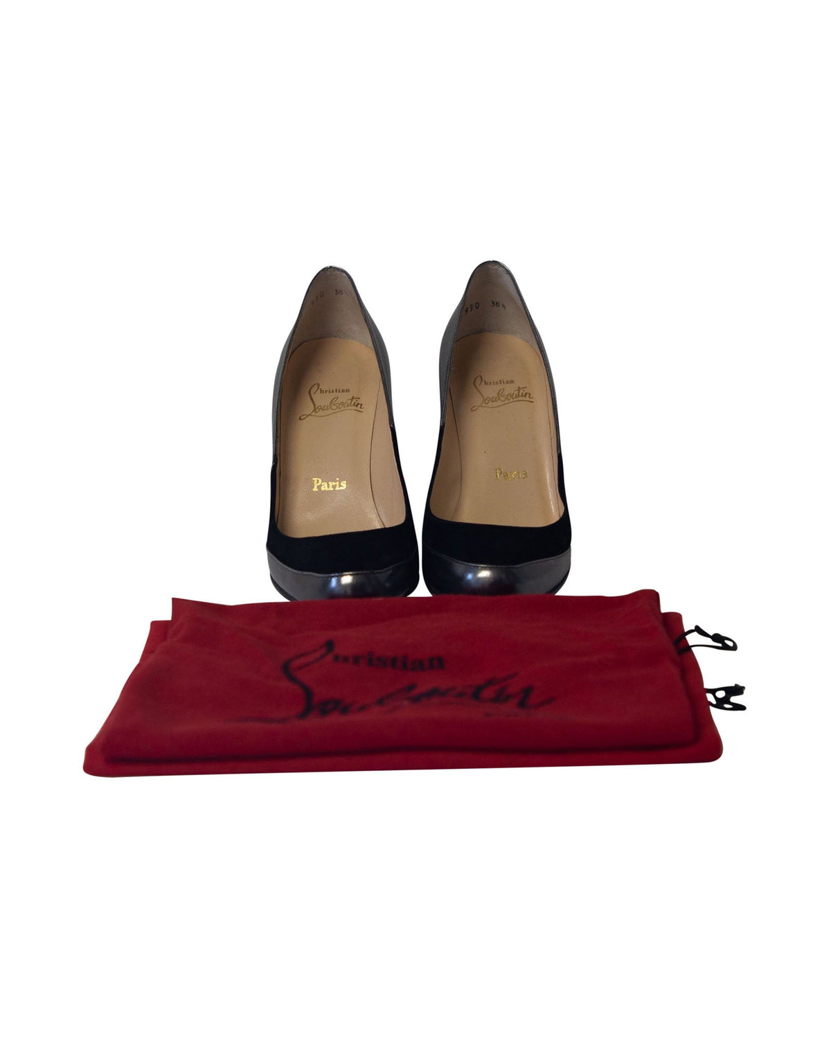 Christian Louboutin Metallic Wedge Pumps in Grey Leather