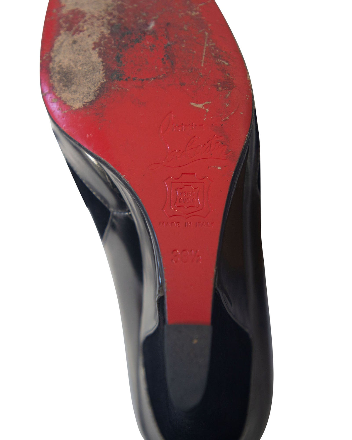 Christian Louboutin Metallic Wedge Pumps in Grey Leather
