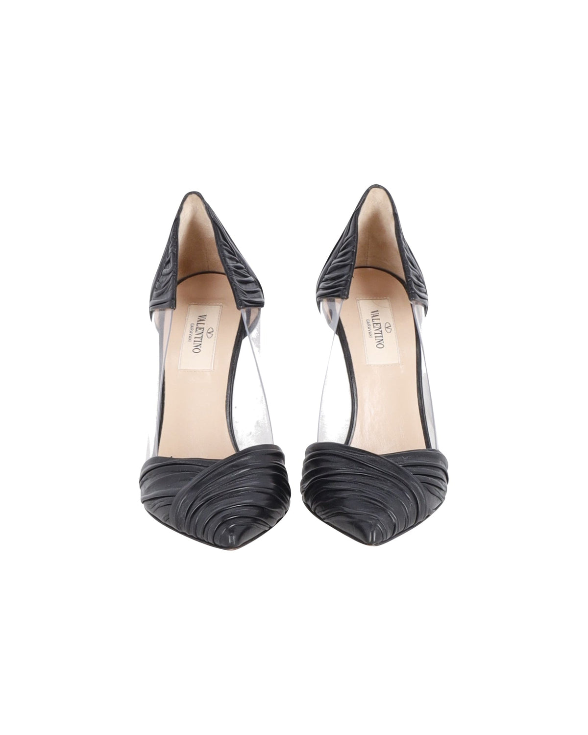 Valentino Garavani B Drape Pumps in Black Leather