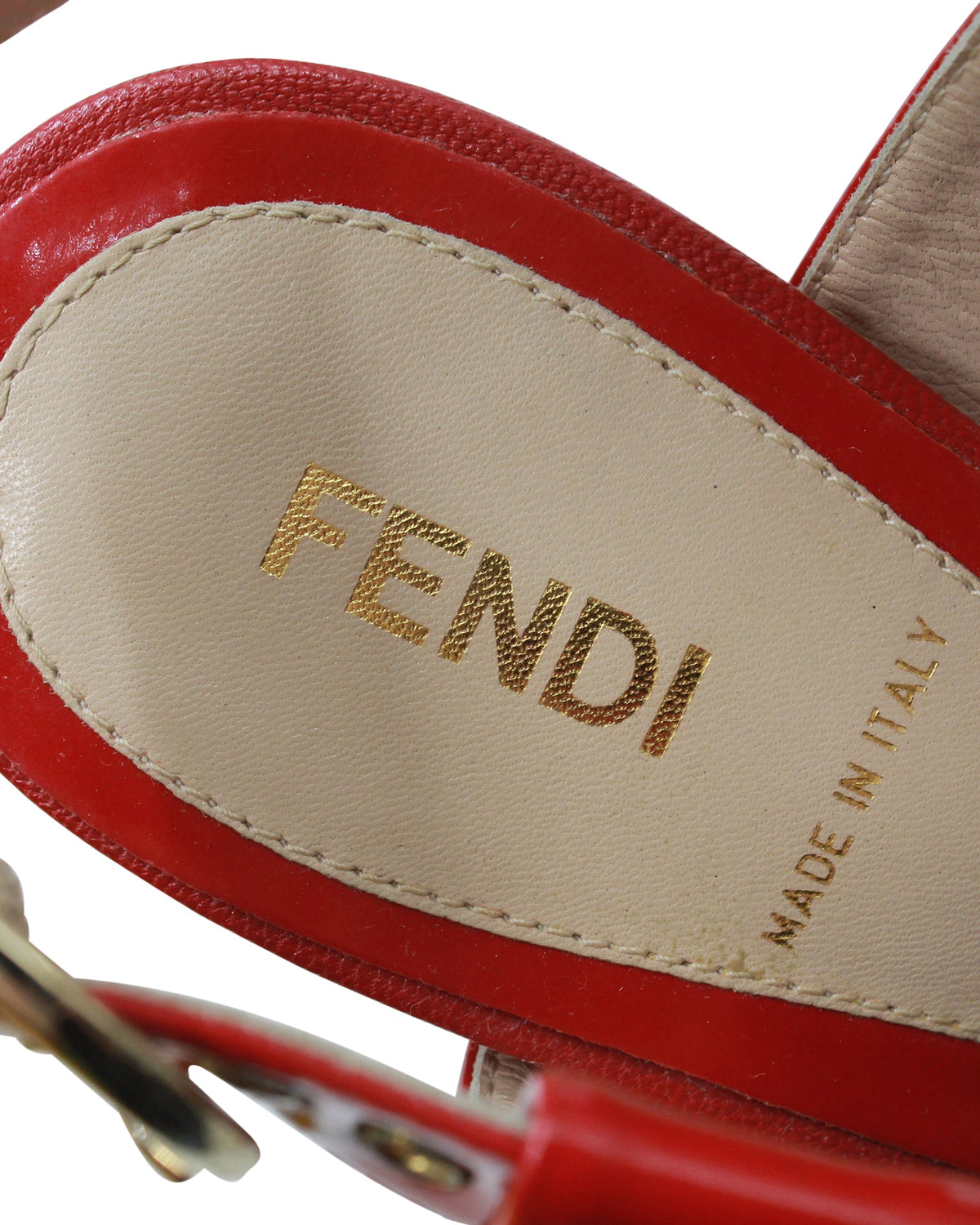 Fendi Ankle Strap High Heel Sandals in Red Patent Leather