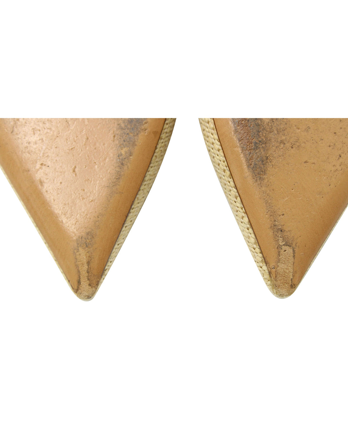 Valentino Garavani Rockstud Leather Trimmed Slingback Heels in Beige Raffia