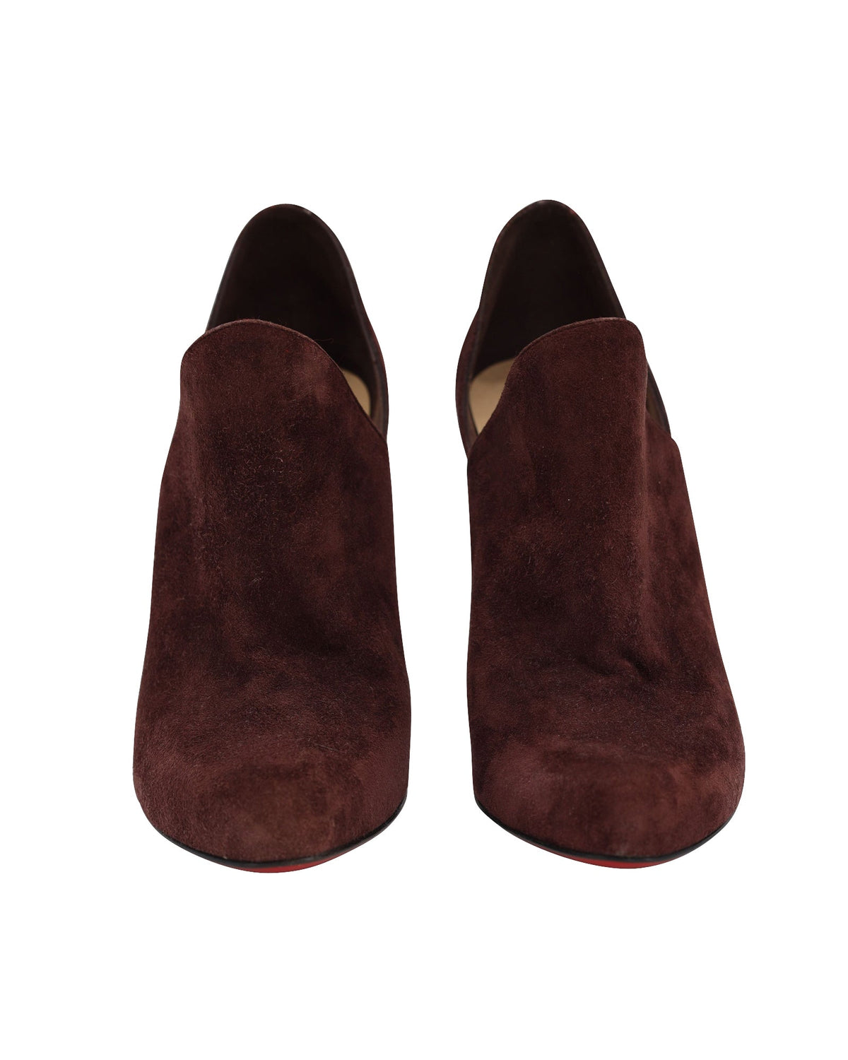 Christian Louboutin Dugueclina 100 Ankle Booties in Burgundy Suede